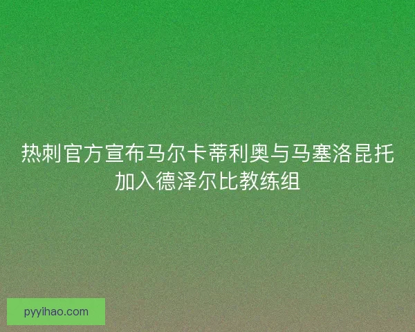 热刺官方宣布马尔卡蒂利奥与马塞洛昆托加入德泽尔比教练组
